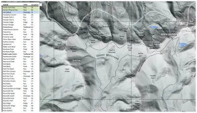 Wasatch Backcountry Map with Legend